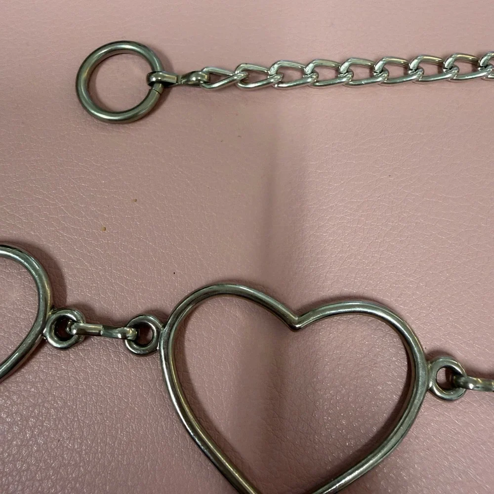 Silver Heart Chain‎ Link Waist Belt
